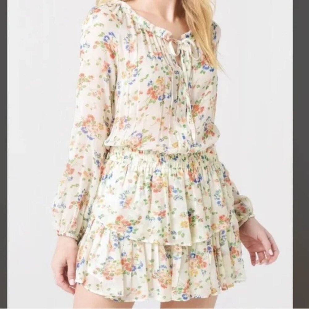 LoveShackFancy Popover Floral Tiered Dress size small